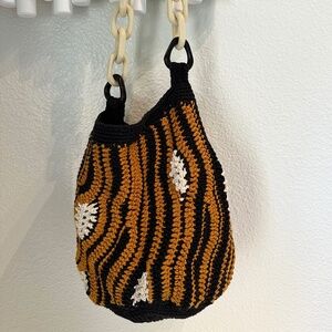Rachel Comey Black and Rust Crochet Tote
